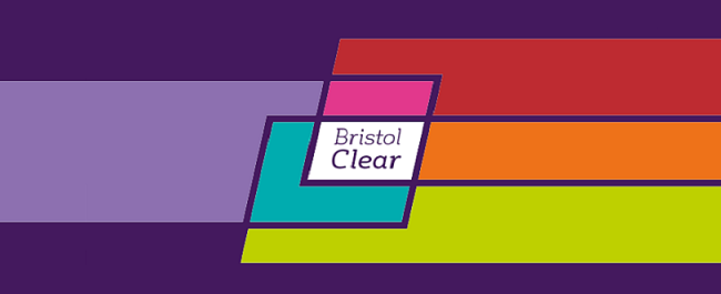 Multicoloured logo of Bristol Clear